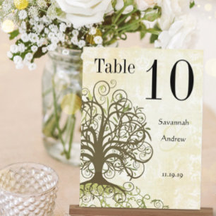 Numéro de table Moss Green & Brown Tree Swirl