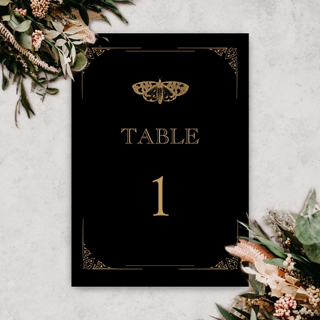 Numéro De Table Moth victorienne Élégant Mariage gothique (Gothic Moth Tattoo Wedding Table Number)