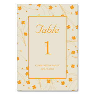 Numéro De Table Motif à fleurs les années 70 beige orange rétro Y2