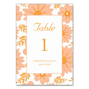 Numéro De Table Motif à fleurs orange Fuzz Vintage rétro