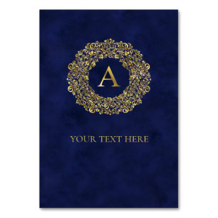 Numéro De Table Motif Classique Initial A en Damassé Doré