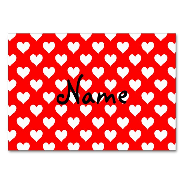 Numéro De Table Motif de coeur rouge et blanc personnalisé (Devant)