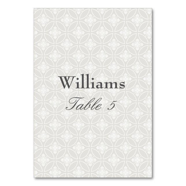 Numéro De Table Motif d'impression Silver et White Damask (Par défaut)