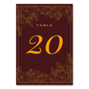 Numéro de table motif doré subtil Bourgogne élégan