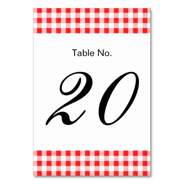 Numéro De Table Motif En vichy blanc rouge (Par défaut)