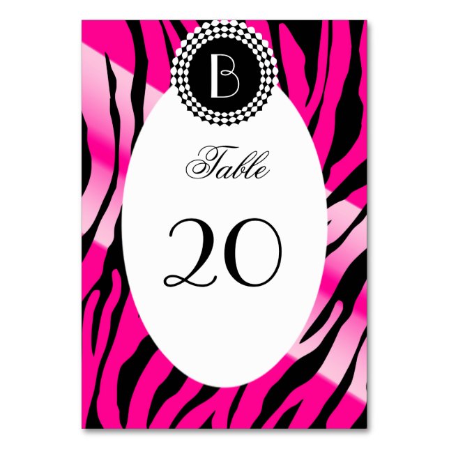 Numéro De Table Motif et monogramme poster de animal Zebra (Par défaut)