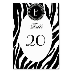 Numéro De Table Motif et monogramme poster de animal Zebra