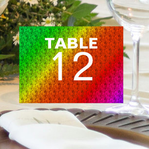 Numéro De Table Motif Floral Arc-en-Ciel Mariage d'Automne