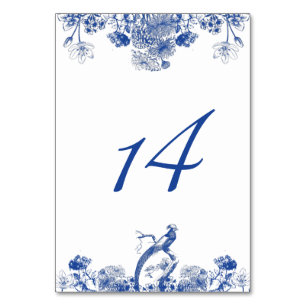Numéro de table motif floral bleu et blanc de Chin
