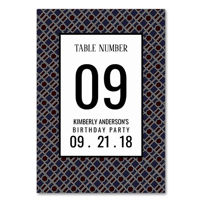 Numéro De Table Motif géométrique tendance, moderne table d'annive (Par défaut)