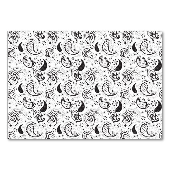Numéro De Table Motif noir et blanc Paisley - Art textile élégant (Dos)