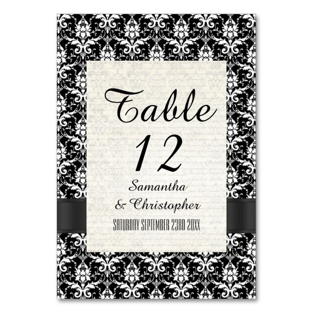 Numéro De Table Motif vintage noir et blanc (Par défaut)