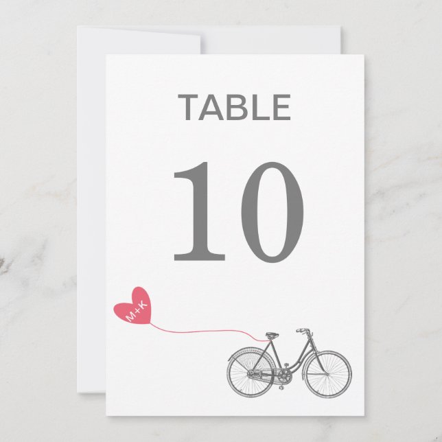 Numéro de table moto romantique avec initiales (Dos)