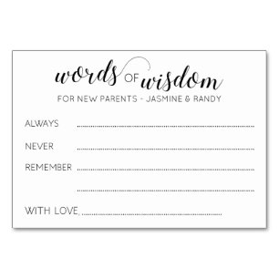 Numéro De Table Mots de sagesse Baby shower de nouveaux parents Co