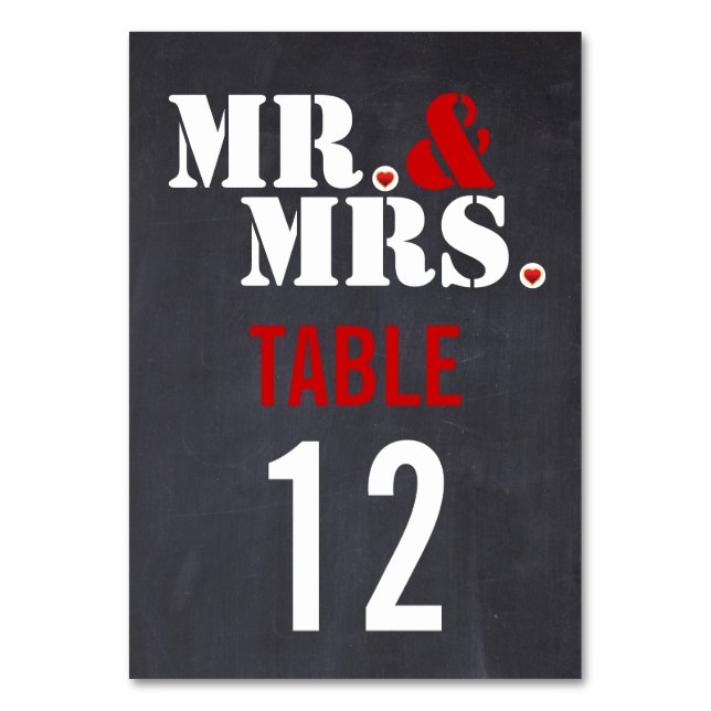 Numéro De Table Mr & Mrs mariage de typographie moderne numéro de  (Par défaut)