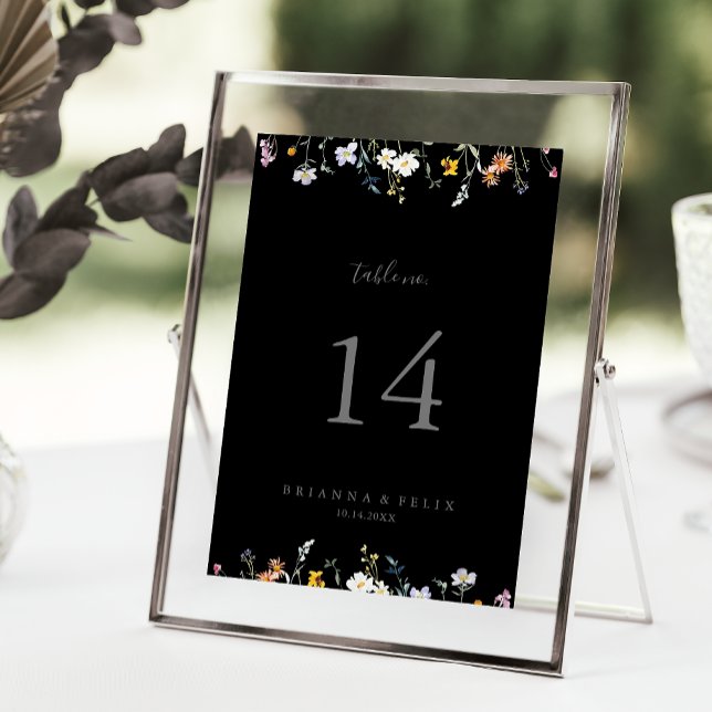 Numéro De Table Multicolor sauvage noir Mariage (Créateur téléchargé)