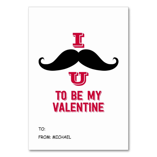 Numéro De Table Mustache Kids Classroom Valentine Card (Par défaut)