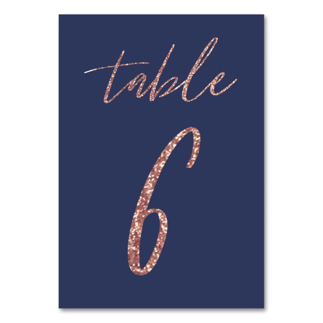 Numéro De Table N°6 - Mariage pailleté rose gold et bleu glamour (Par défaut)