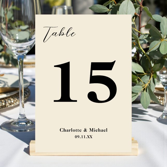 Numéro De Table Natural White Minimalist Wedding (Créateur téléchargé)