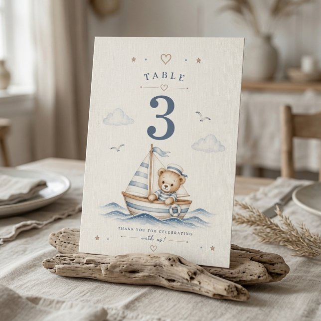 Numéro De Table Nautique Ourson Côte  (Créateur téléchargé)
