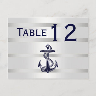 Numéro de table Navy Blu Anchor Argent Wht H