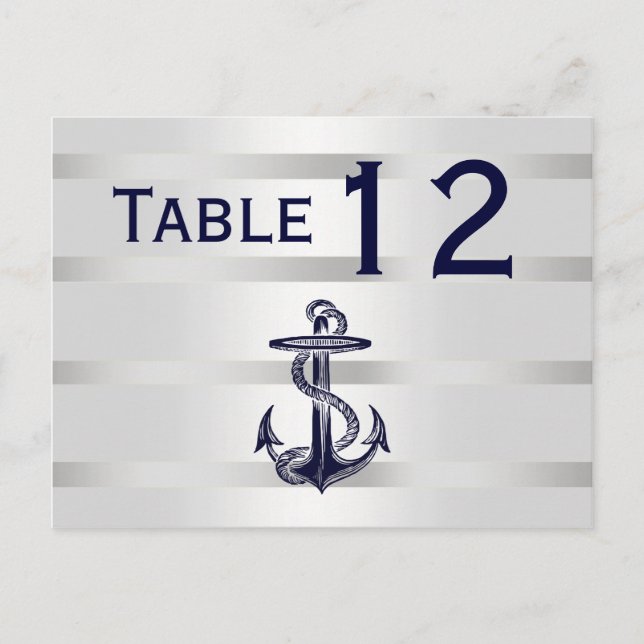 Numéro de table Navy Blu Anchor Argent Wht H (Devant)