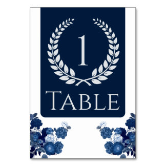 Numéro De Table Navy Blue and Floral Table Number with Color Block