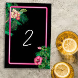 Numéro De Table Neon Pink Tropical Retro Wedding Programme<br><div class="desc">Une botanique tropicale néon rose moderne et rétro sur un arrière - plan noir. Un beau design mariage idéal pour l'été. Design plante tropical néon rose parfait avec palmiers, fleurs d'Hibiscus roses et fleurs de Plumerias Frangipanis. Les couleurs noir, rose et vert dominent ce néon rose tropical. La typographie calligraphique...</div>