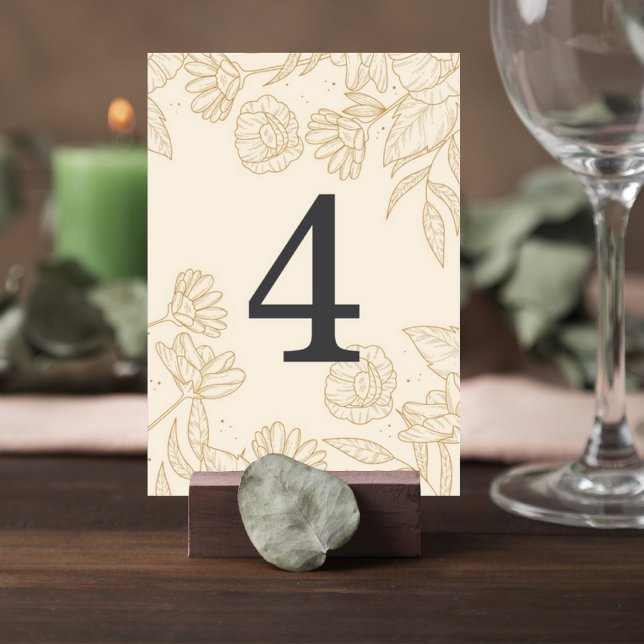 Numéro De Table Neutral Floral Wedding Table Number Card (Créateur téléchargé)
