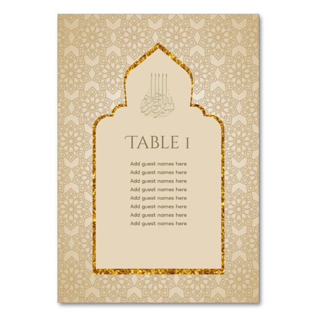 Numéro De Table NIKAH - Mosquée islamique Ornat Mariage d'or musul (Par défaut)