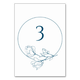 Numéro De Table N'IMPORTE QUEL NUMÉRO Floral Navy Blue Mariage Num