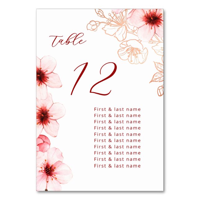Numéro De Table Noces aux fleurs de cerisier (Par défaut)