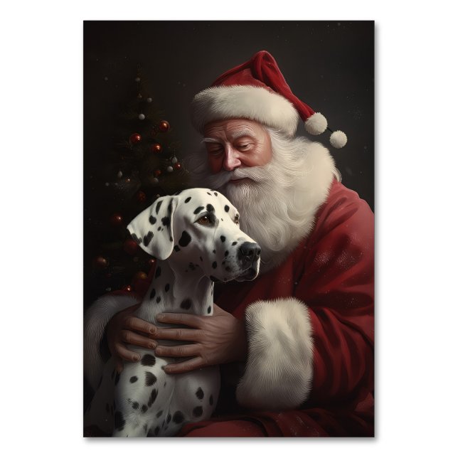 Numéro De Table Noël festif Dalmatien avec le Père Noël (Par défaut)