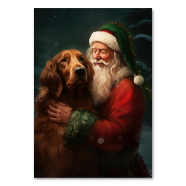 Numéro De Table Noël festif du Père Noël de l'Irish Red Setter (Par défaut)
