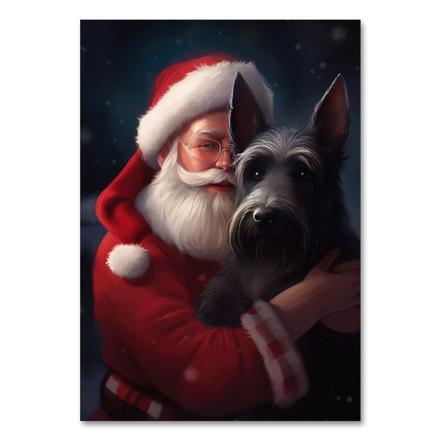 Numéro De Table Noël festif écossais du Terrier Santa Claus (Par défaut)