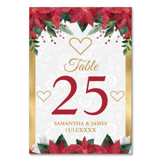 Numéro De Table Noël Poinsettia Mariage d'Hiver (Par défaut)