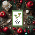 Numéro De Table Noël Pommes et pins Vélo Mariage d'hiver<br><div class="desc">Guidez vos invités à leur place avec ces cartes de numéro de table festives, avec un charmant panier de vélo rempli de pommes de Noël, de pin et d'épinette. Parfait pour un mariage d'hiver ou de vacances, ce design unique allie charme rustique et élégance saisonnière. La bicyclette fantaisiste ajoute une...</div>