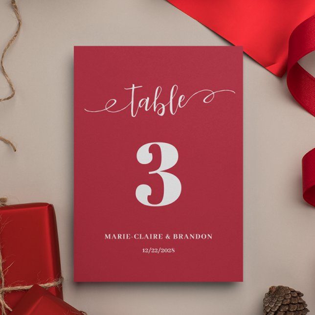 Numéro De Table Noël Vacances hiver Rouge plat Mariage (Créateur téléchargé)