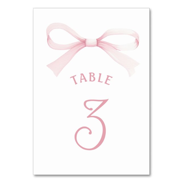 Numéro De Table Nœud rose aquarelle (Par défaut)