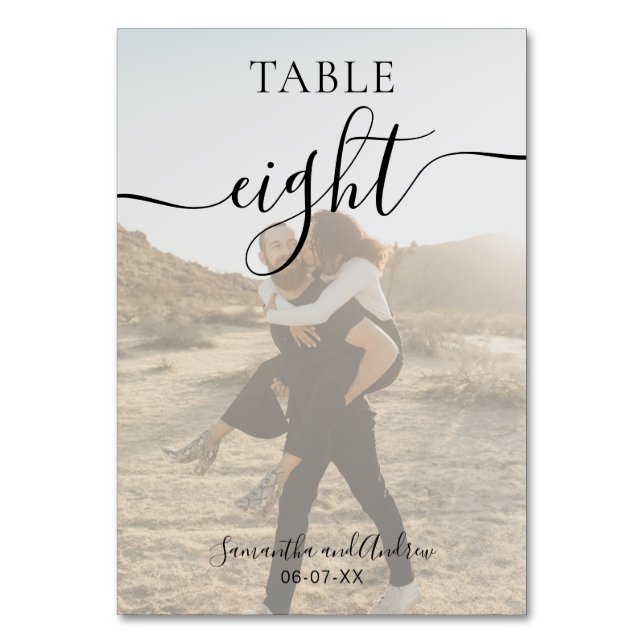 Numéro De Table Noir blanc nom de script photos mariage (Par défaut)