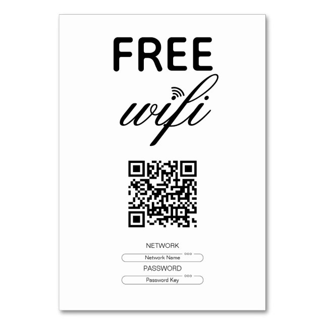 Numéro De Table Noir Blanc Simple Wi-Fi Gratuit QR Code Lieu (Par défaut)
