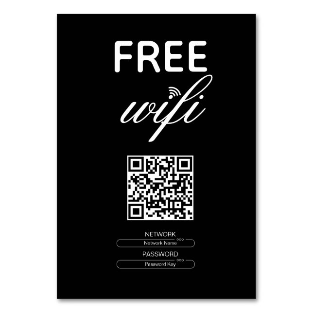 Numéro De Table Noir Blanc Simple Wi-Fi Gratuit QR Code Lieu (Par défaut)