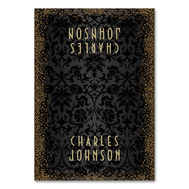 Numéro De Table Noir Damask & Gold Confetti Parties scintillant -  (Par défaut)