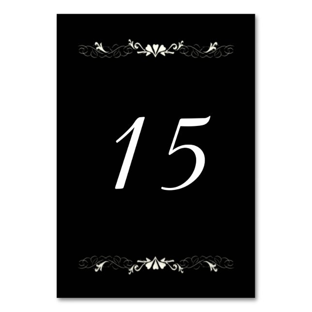 Numéro de table noir et blanc (Dos)