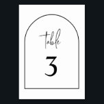 Numéro De Table Noir et blanc Arc moderne minimaliste Numéro de ta<br><div class="desc">© Gorjo Designs. Fait pour vous via la plateforme Zazzle. // Besoin d'aide pour customiser votre design ? Vous avez d'autres idées ? N'hésitez pas à me contacter (Zoe) directement.</div>