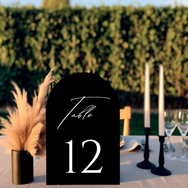 Numéro de table noir et blanc élégant arqué  (Créateur téléchargé)