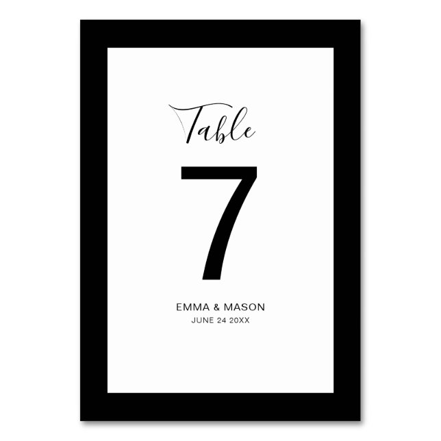 Numéro De Table Noir et blanc moderne (Par défaut)
