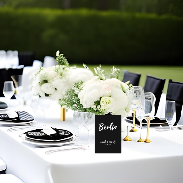 Numéro De Table Noir et blanc moderne Nom de la table de mariage p (Créateur téléchargé)