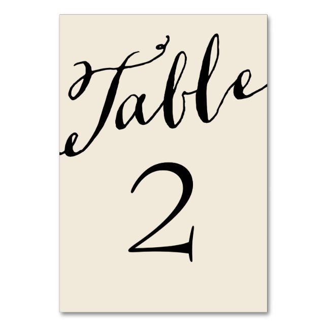 Numéro De Table Noir et ivoire Chic Calligraphie Numéros de tablea (Par défaut)
