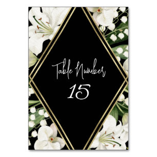 Numéro De Table Noir floral mariage Lily Invitation classiques
